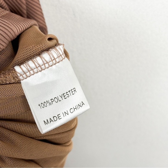 RUMOR Brown Ruched Ribbed Halter Mini Dress Sz 10 - Picture 6 of 7